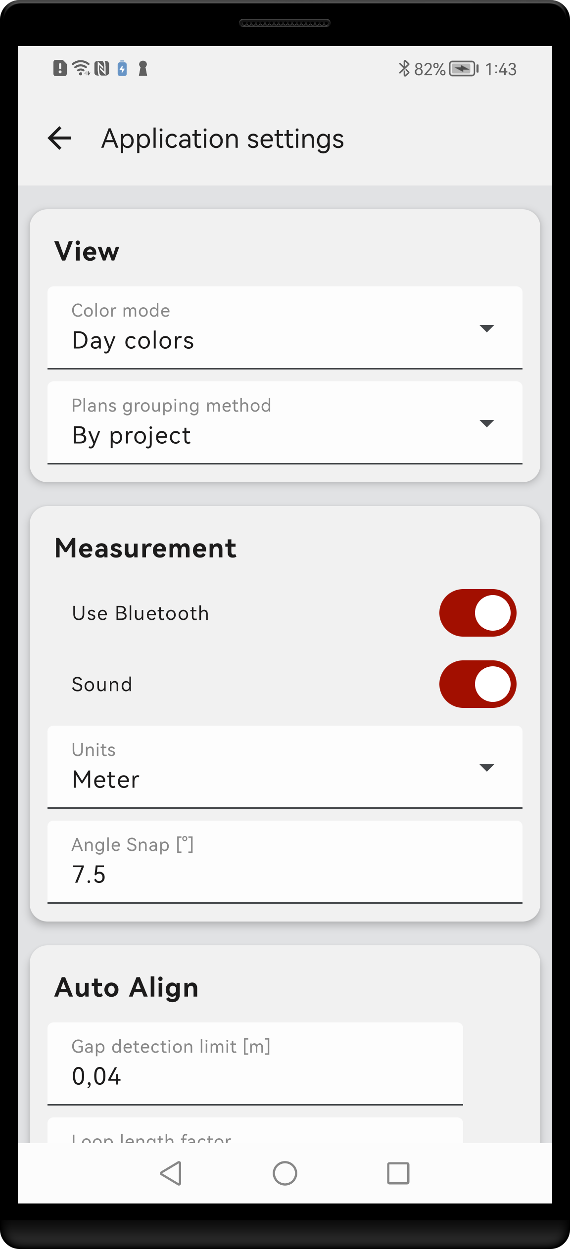 Application settings
