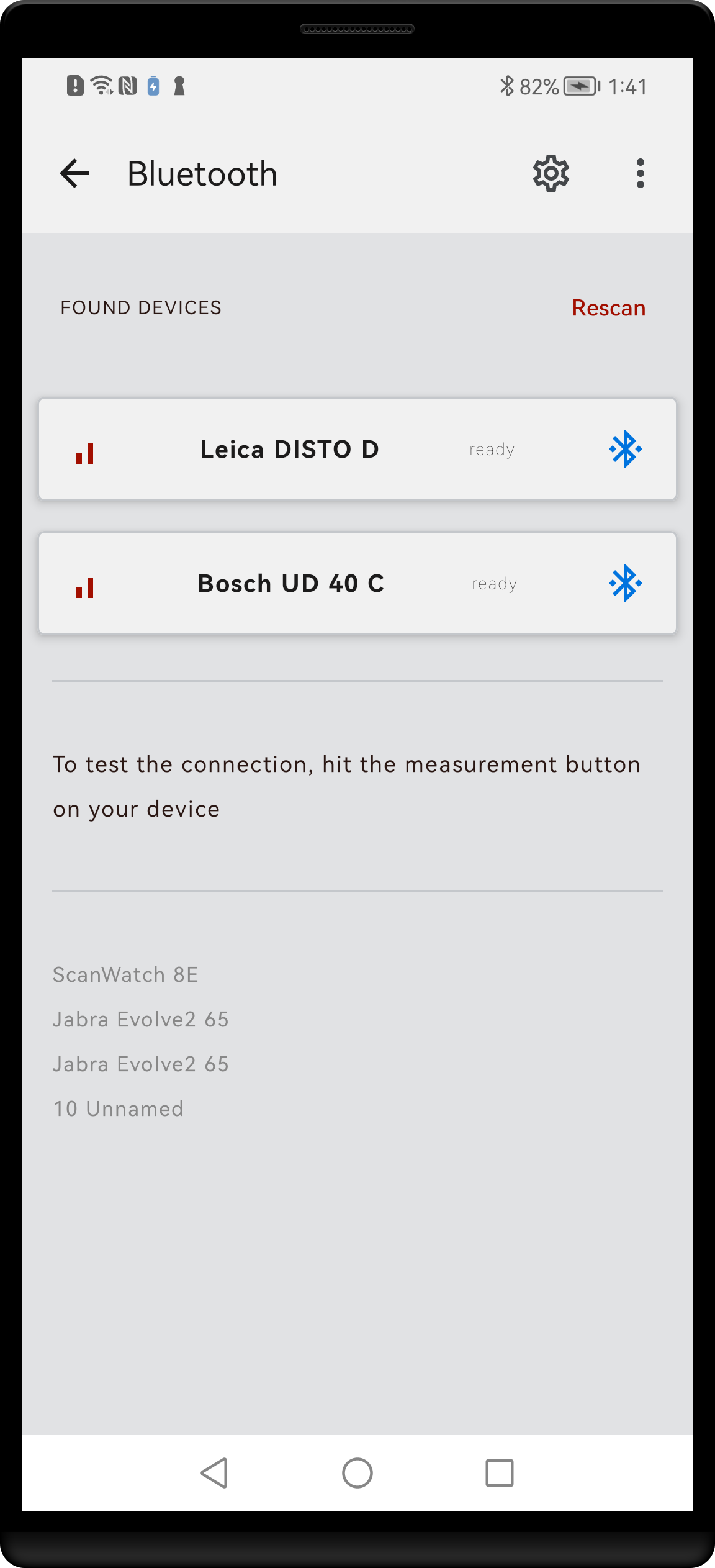 Bluetooth setup screen